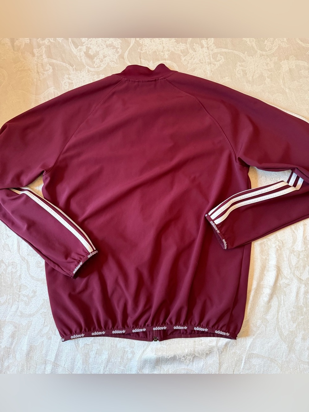 adidas Originals Burgundy Track Jacket with White Stripes - Picture 8 of 8